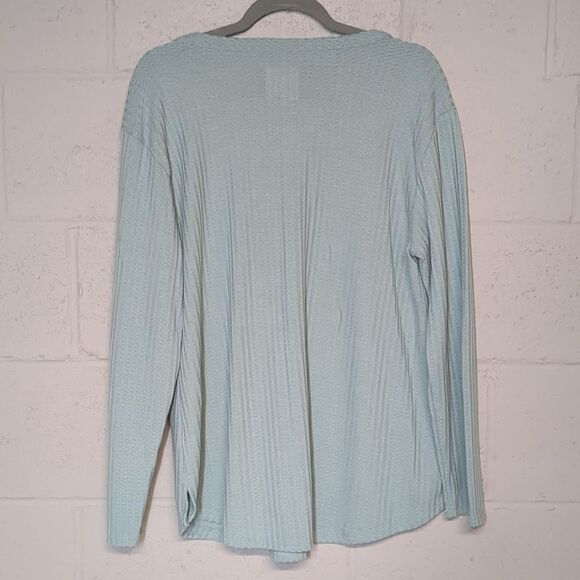 Women's Chaser Waffle Knit Long Sleeve Baby Blue Shirt Size XL - Picture 2 of 5